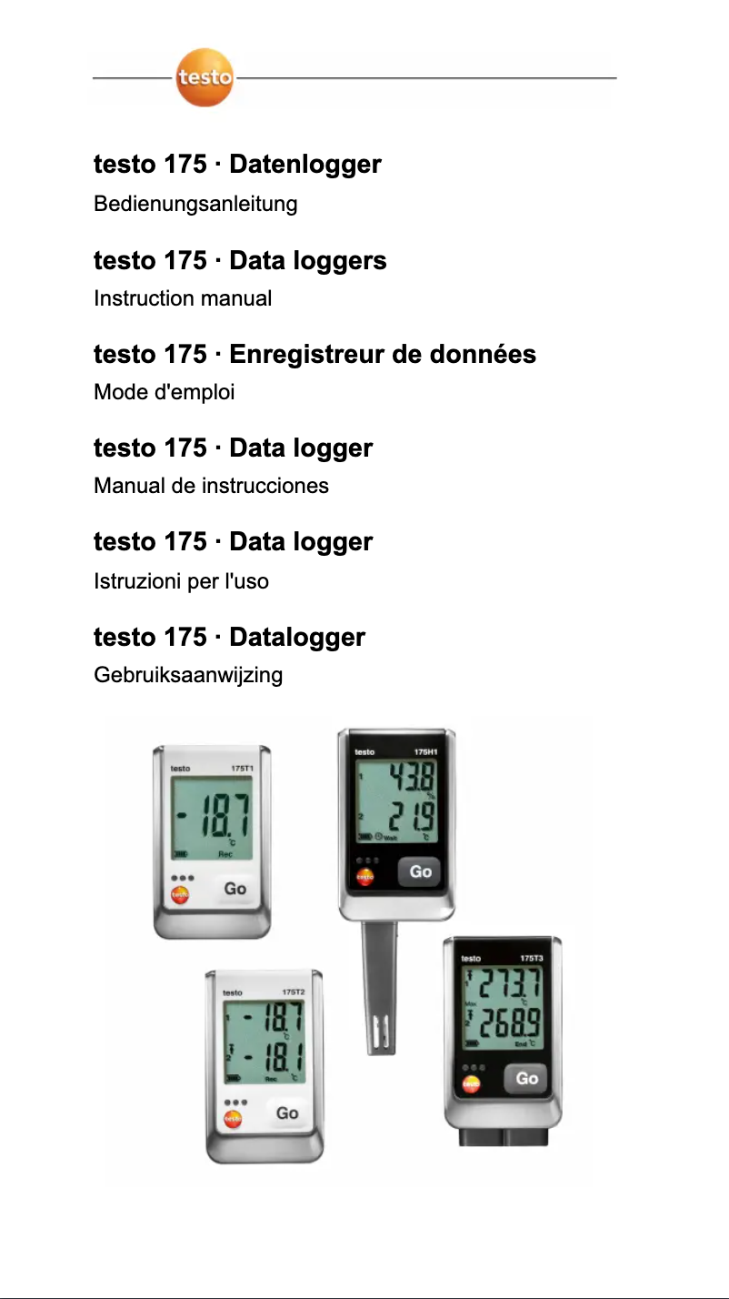Page 1 of the manual User Manual Testo 175H1