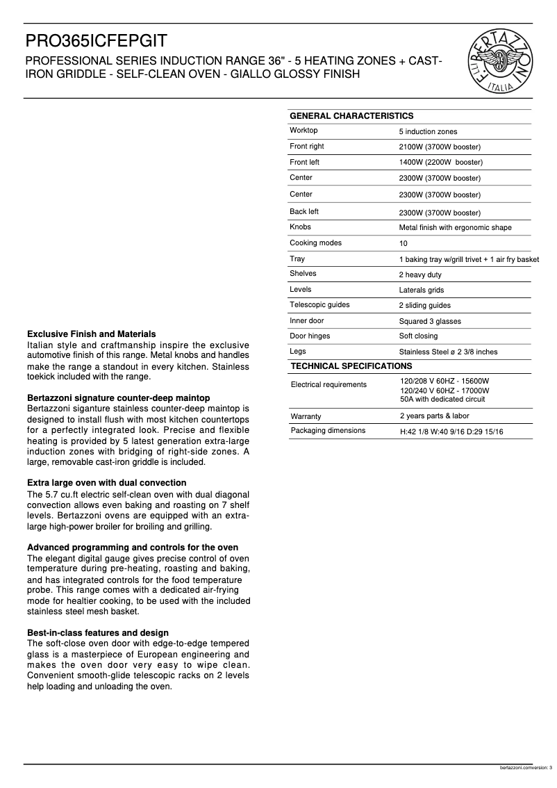 First page image of the manual for PRO365ICFEPGIT