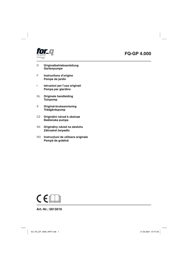 First page image of the manual for FQ-GP 4.000