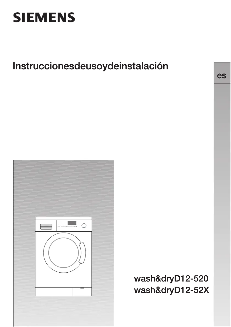 Page 1 of the manual User Manual Siemens WD12D520EE