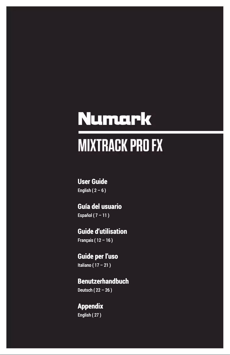 Page 1 of the manual User Manual Numark Mixtrack Pro FX