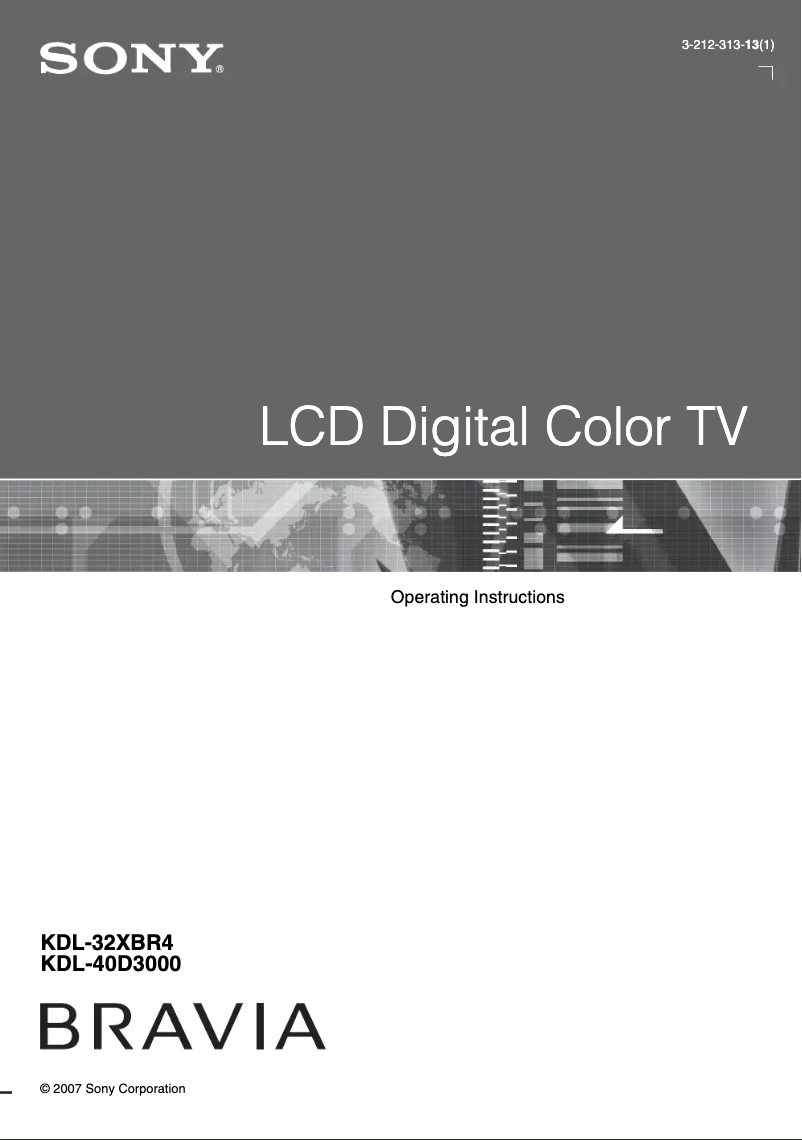 Page 1 of the manual User Manual Sony Bravia KDL-32XBR4