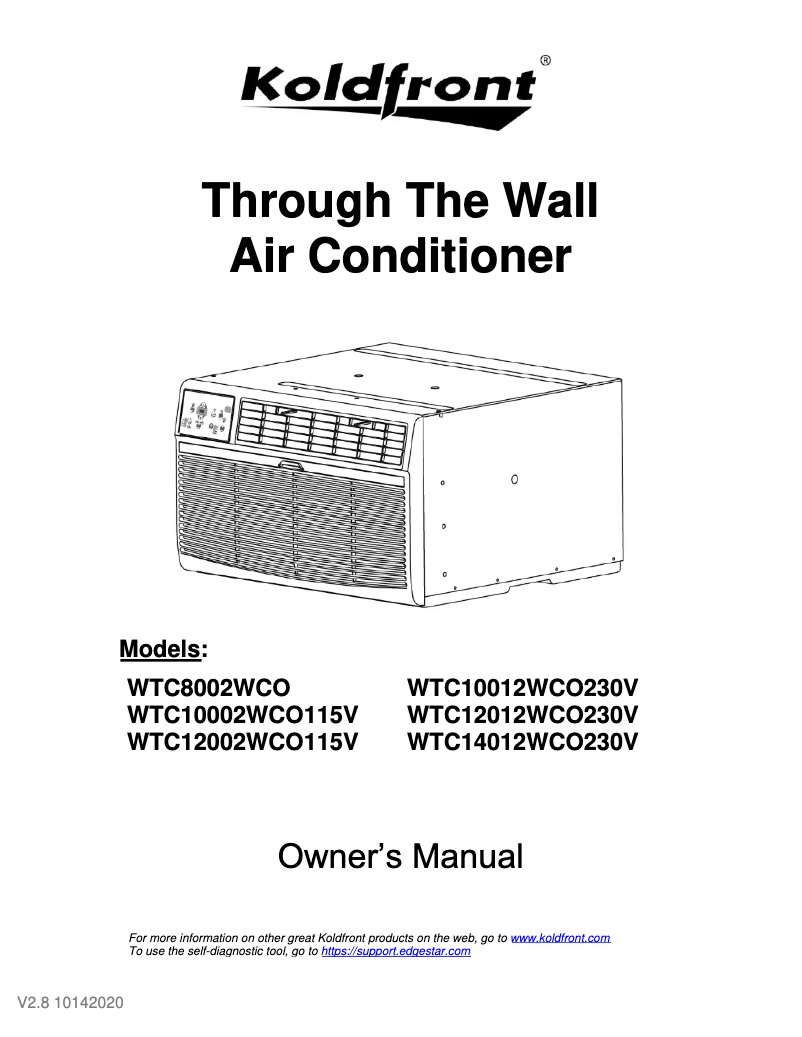 First page image of the manual for WTC8002WCO