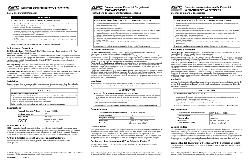 Image de la première page du manuel de l'appareil SurgeArrest Essential P6WU2