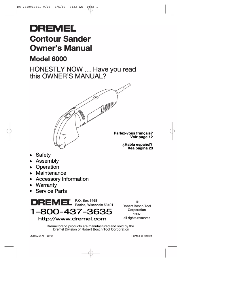 Image de la première page du manuel de l'appareil 6000