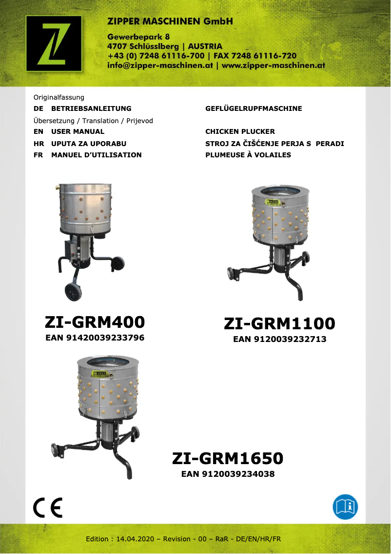 Page 1 of the manual User Manual Zipper ZI-GRM1650