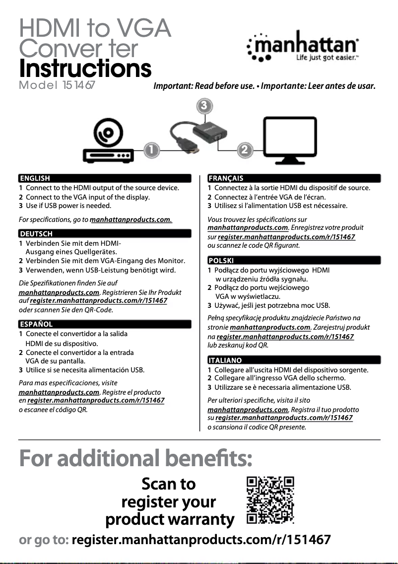 Page 1 of the manual User Manual Manhattan 151467