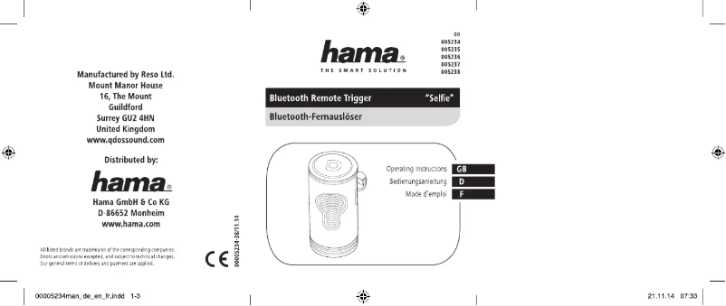 First page image of the manual for Selfie 00005237