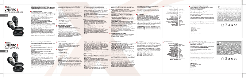 Page 1 of the manual User Manual Xblitz Uni Pro 1