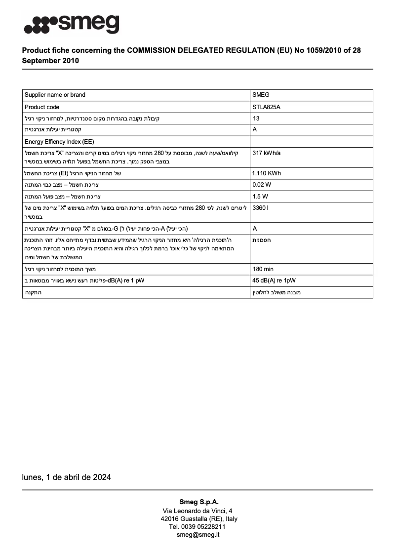 First page image of the manual for STLA825A