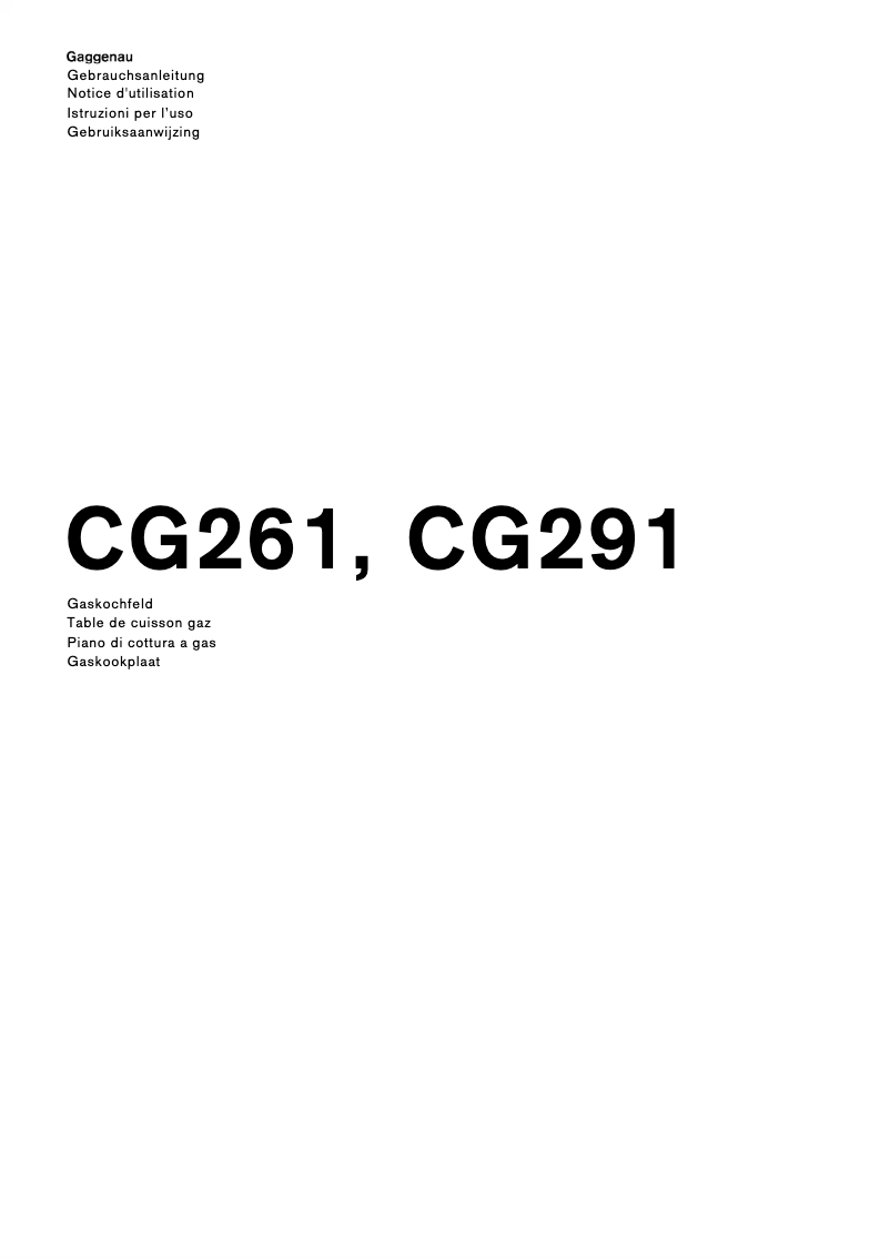 Page 1 of the manual User Manual Gaggenau CG261210