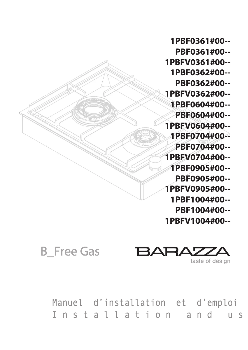 Page 1 of the manual User Manual Barazza 1PBF64