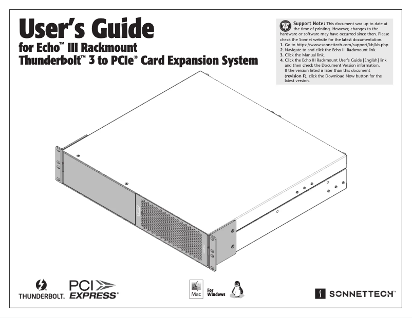 Page 1 of the manual User Manual Sonnet Echo III Rackmount
