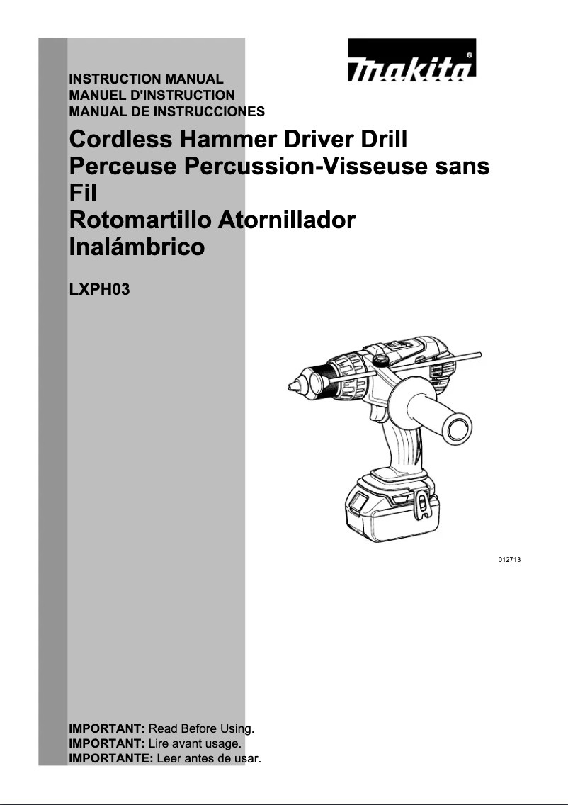 First page image of the manual for LXPH03Z