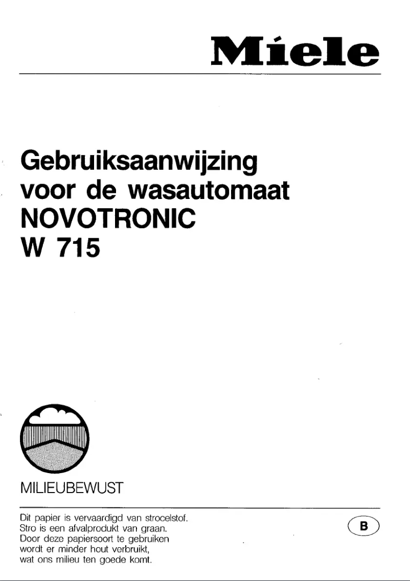 Page 1 of the manual User Manual Miele Novotronic W715