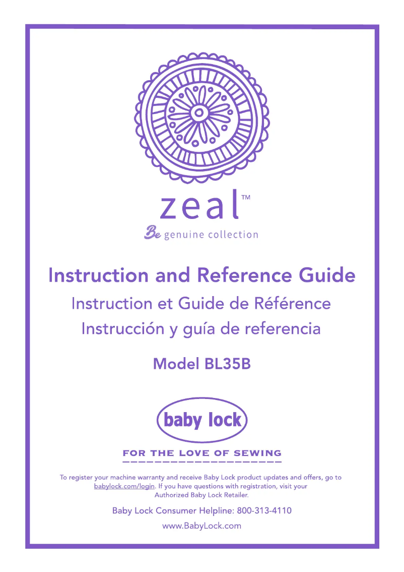 Page 1 of the manual User Manual Baby Lock Zeal