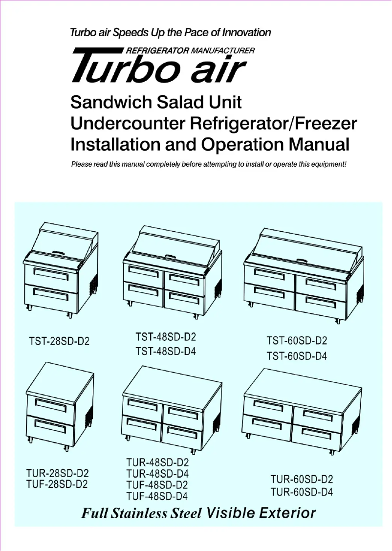 Page 1 of the manual User Manual Turbo air TST-72SD-30