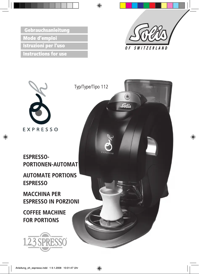 First page image of the manual for Oh Expresso 112