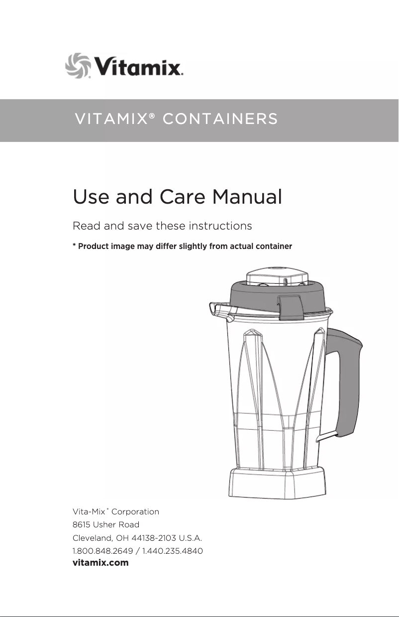 Page 1 of the manual User Manual Vitamix Classic