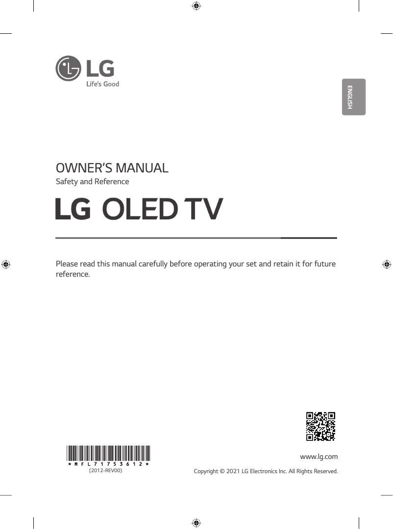 First page image of the manual for OLED55G1PTA