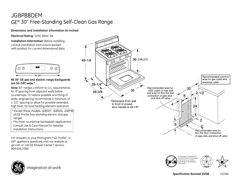 First page image of the manual for JGBP88DEMCC