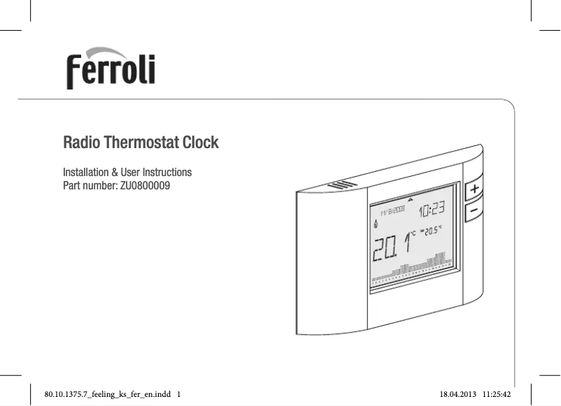 Page 1 of the manual User Manual Ferroli ZU0800009