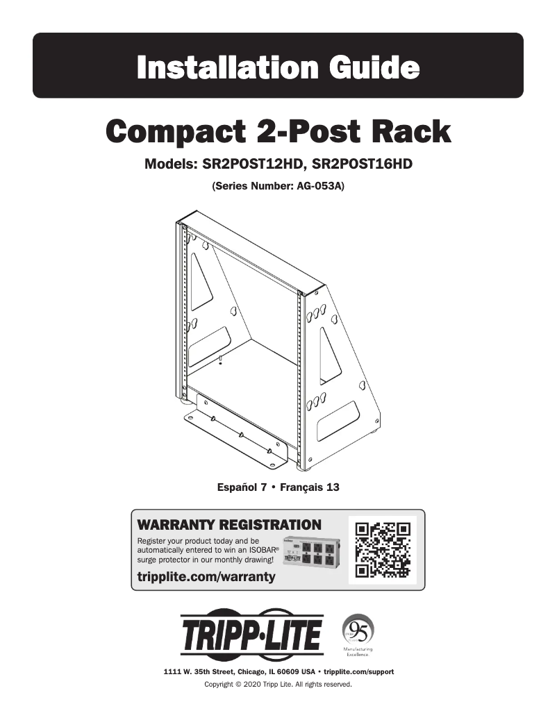 First page image of the manual for SmartRack SR2POST16HD