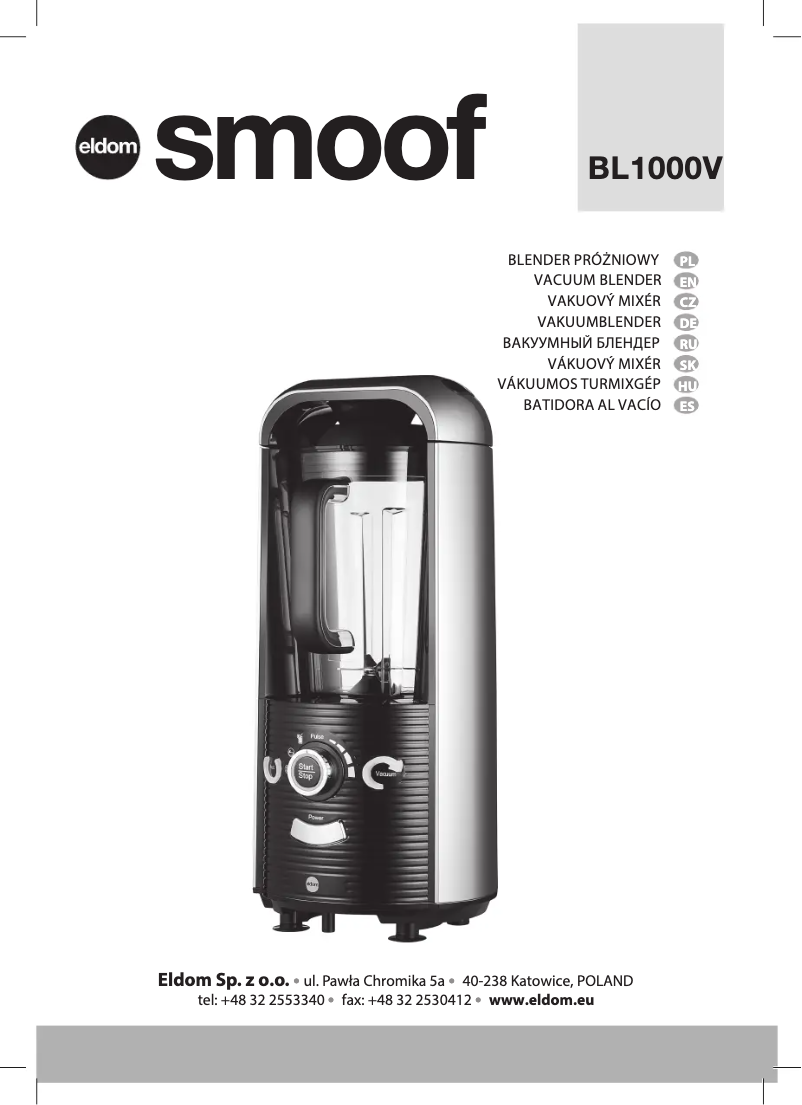 Page 1 of the manual User Manual Eldom Smoof BL1000V