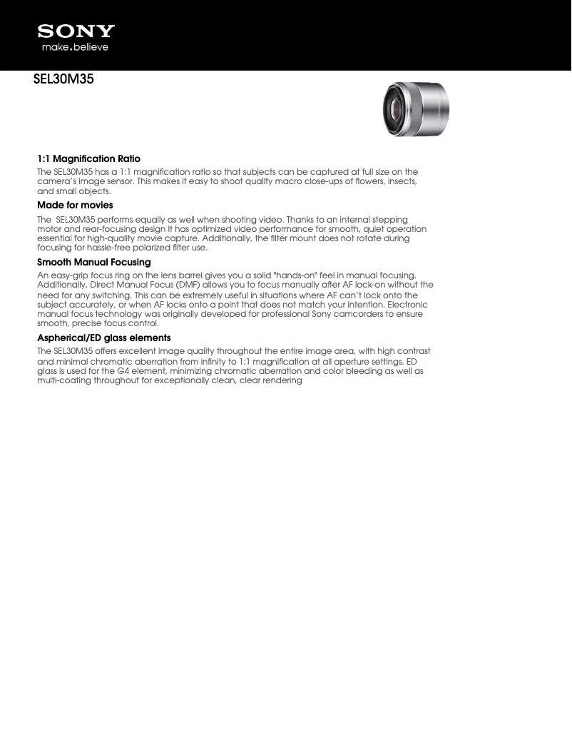 First page image of the manual for SEL30M35