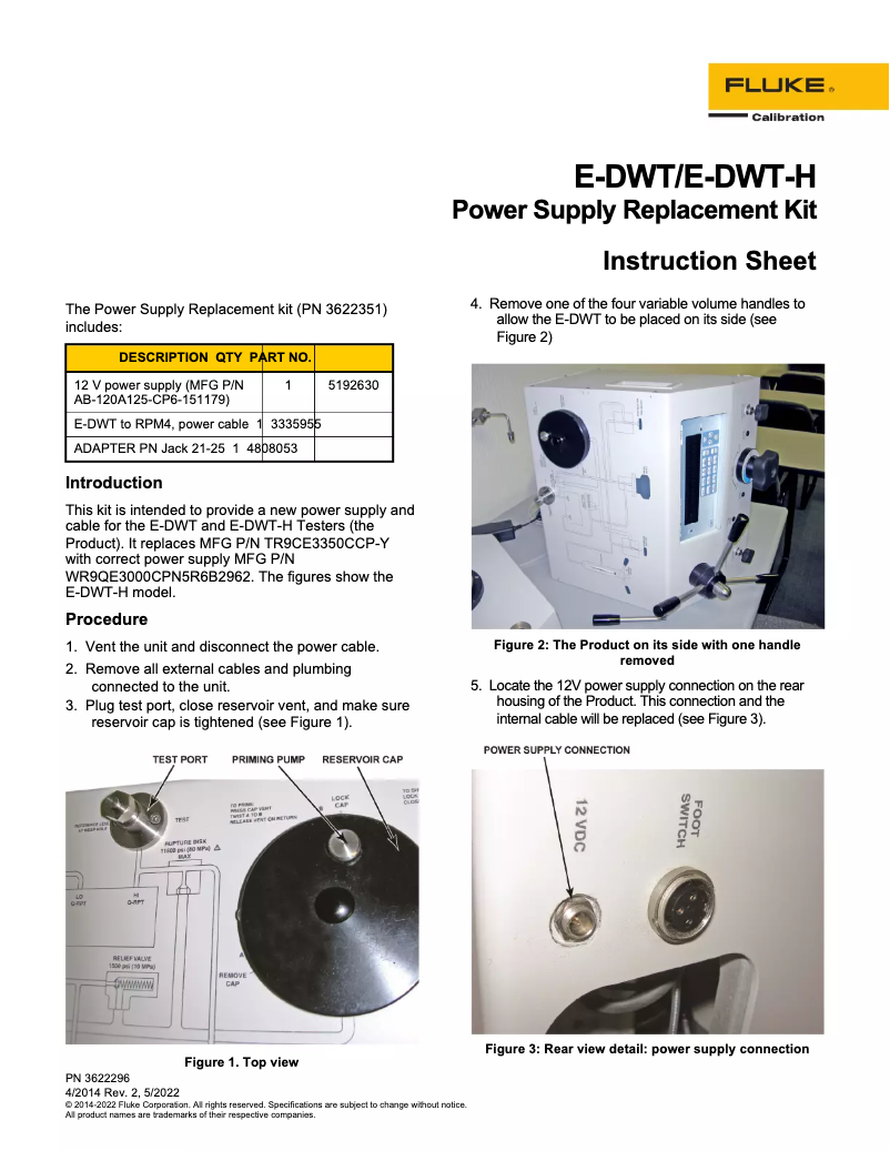 Page 1 of the manual Instructions / Assembly Fluke 6531