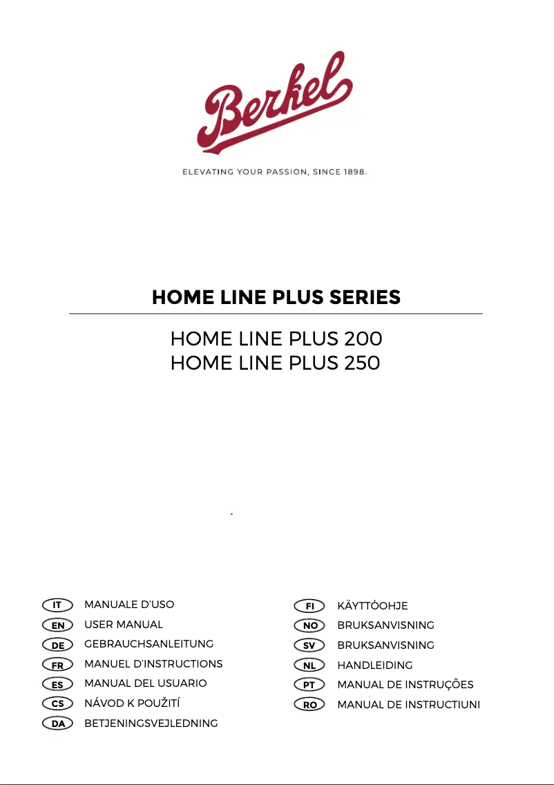 Page 1 of the manual User Manual Berkel Home Line Plus 200