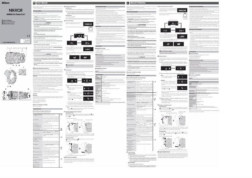 First page image of the manual for Nikkor Z 24-70mm f/2.8S