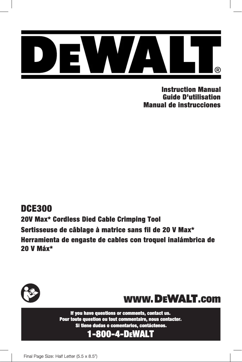 First page image of the manual for DCE300