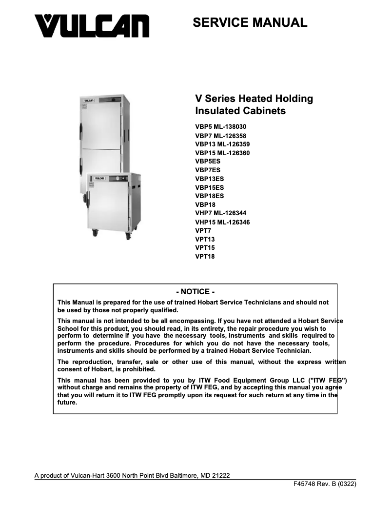 Page 1 of the manual User Manual Vulcan VBP15ES