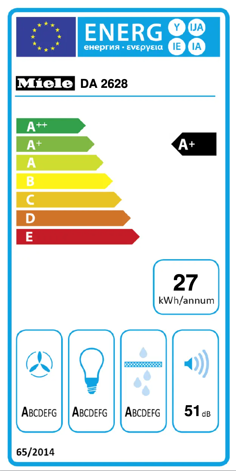 Page 1 of the manual Energy Label Miele DA 2628