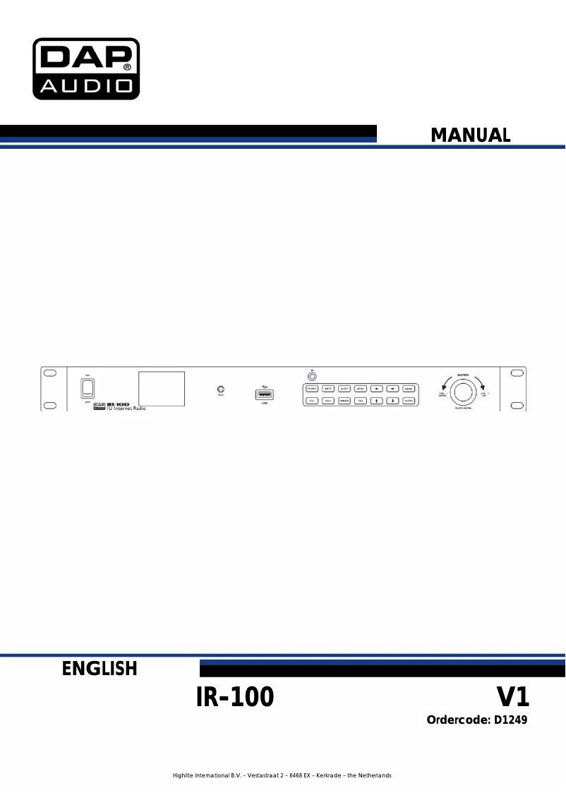 Page 1 of the manual User Manual DAP-Audio IR-100