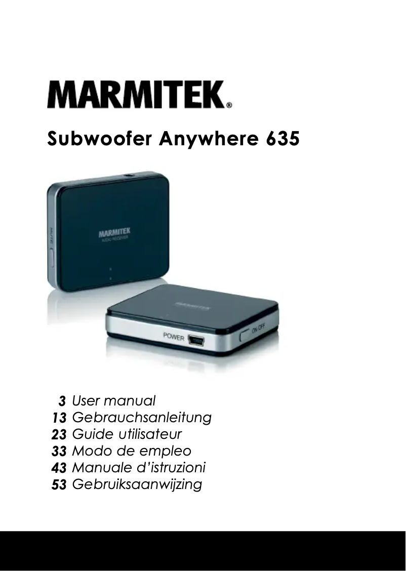 Image de la première page du manuel de l'appareil Subwoofer Anywhere 635