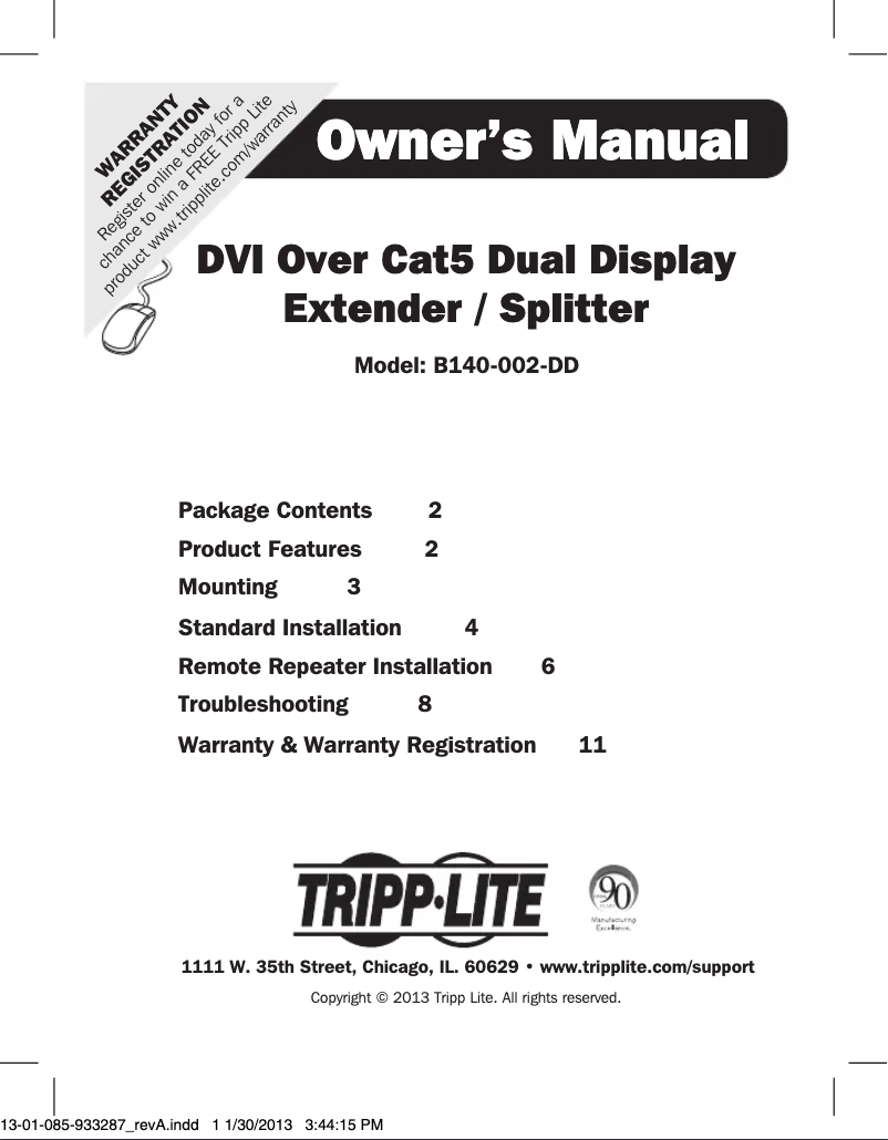 Page 1 of the manual User Manual Tripp Lite B140-002-DD