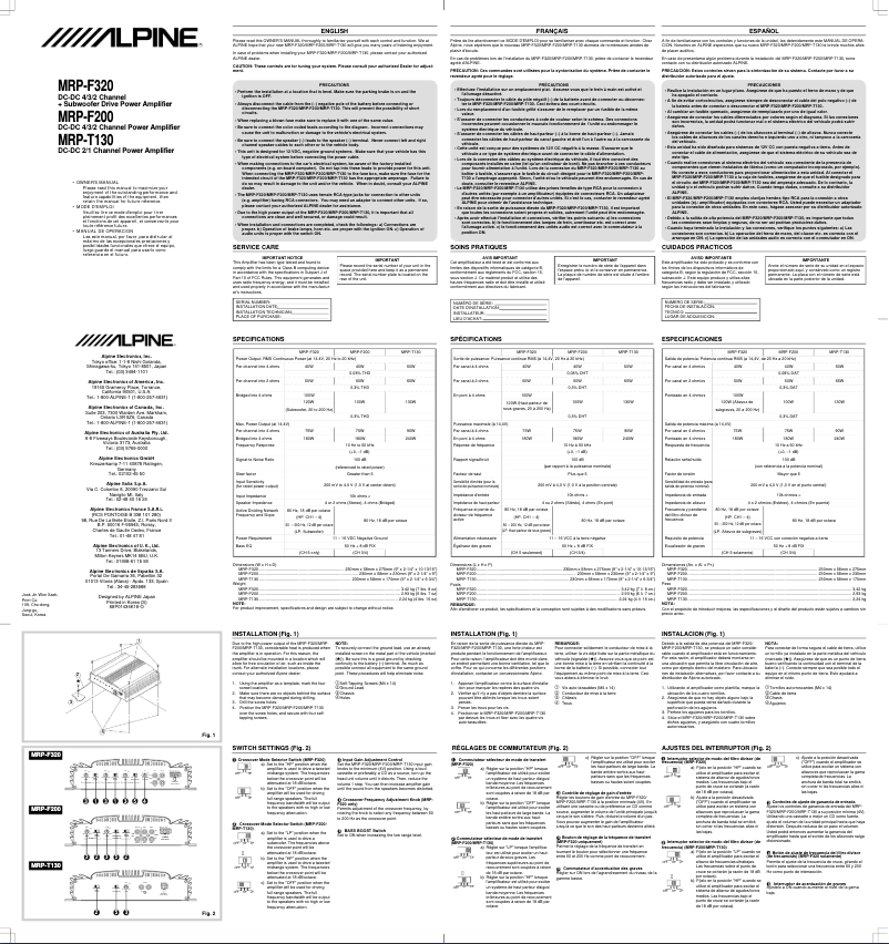 Page 1 of the manual User Manual Alpine MRP-T130