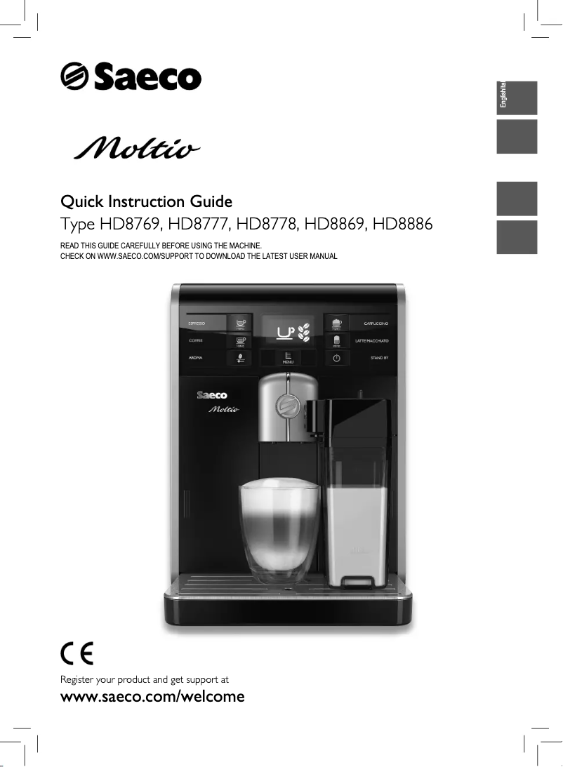First page image of the manual for Saeco Moltio HD8777