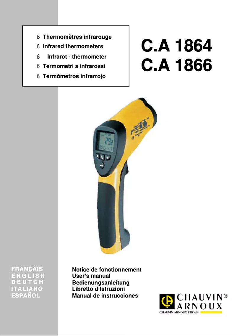 Page 1 of the manual User Manual Chauvin Arnoux C.A 1864