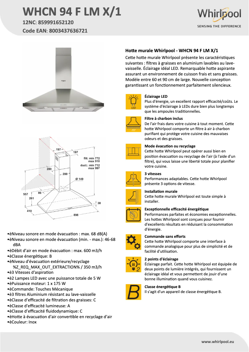 First page image of the manual for WHCN 94 F LM X