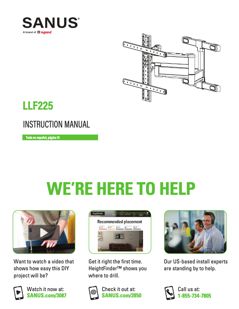 Page 1 of the manual User Manual Sanus LLF225