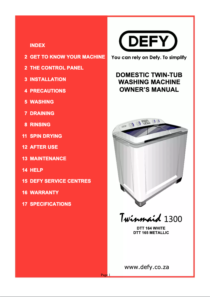 First page image of the manual for DTT 164 TwinMaid
