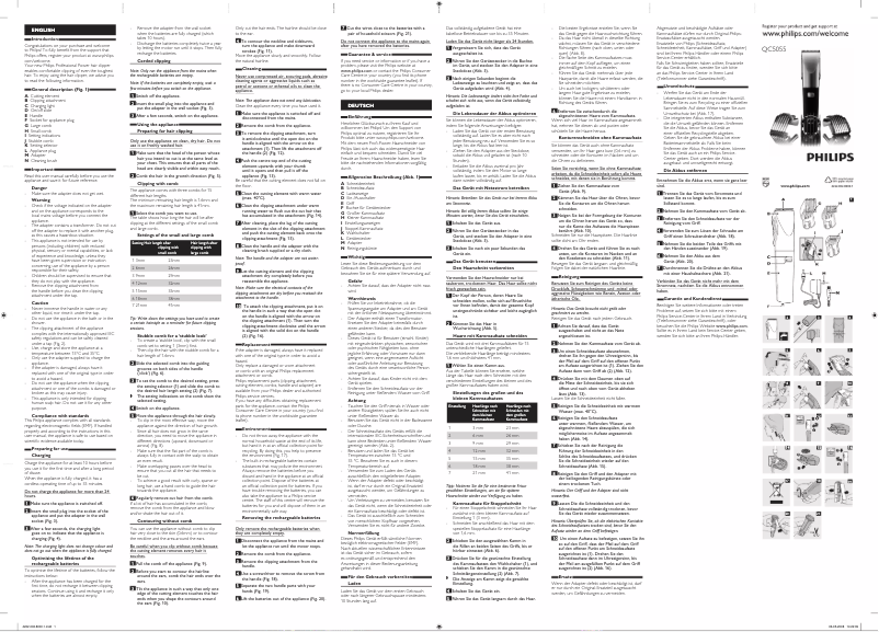 Page 1 of the manual Quick Start Guide Philips Series 1000 QC5055
