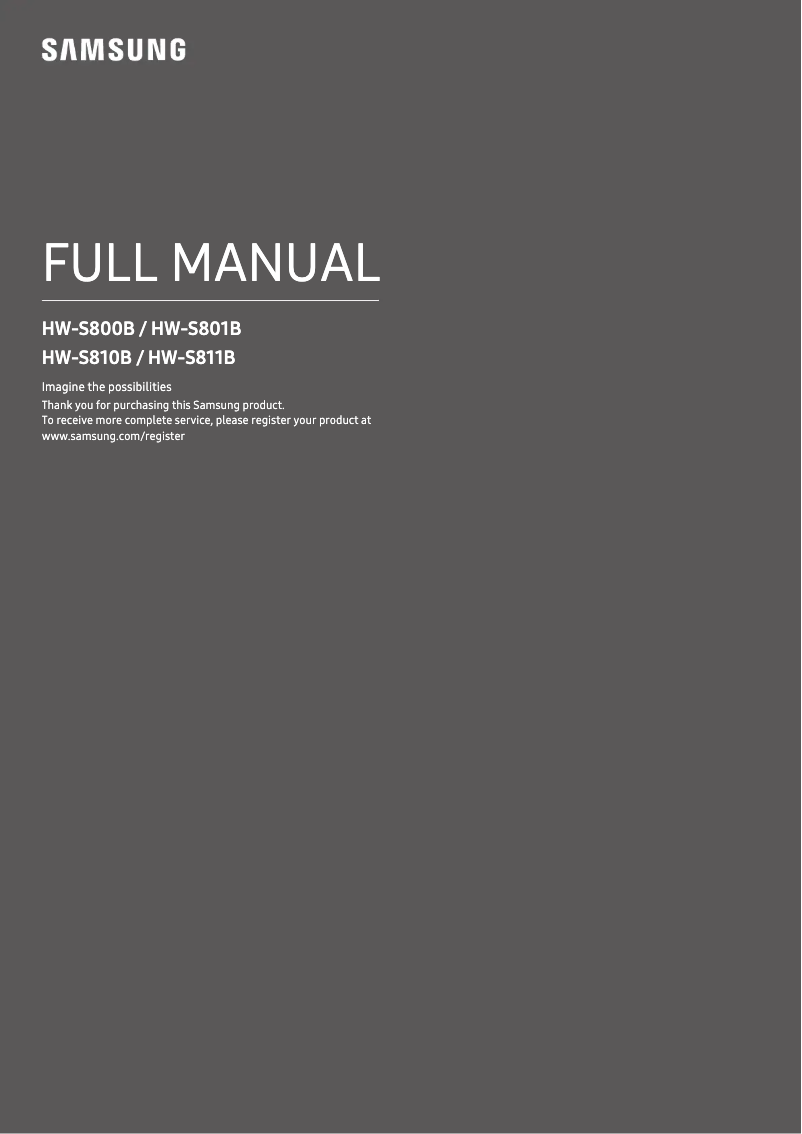 First page image of the manual for HW-S811B