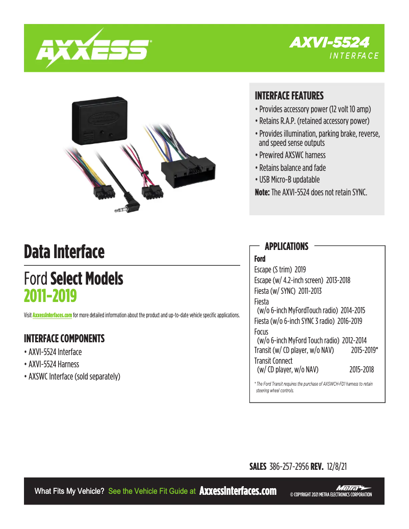 First page image of the manual for AXVI-5524