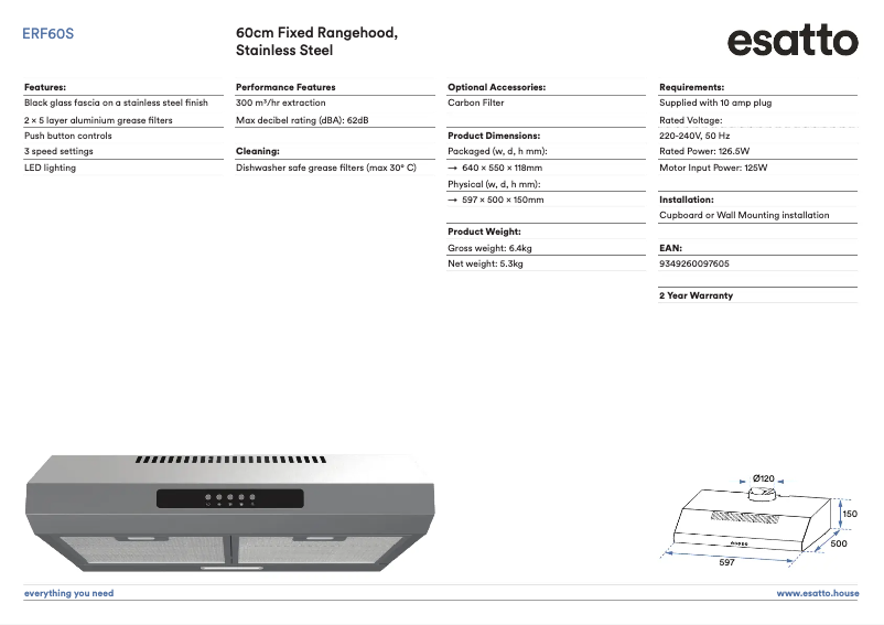 First page image of the manual for ERF60S