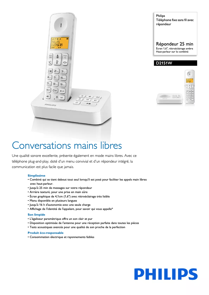 First page image of the manual for D2151W