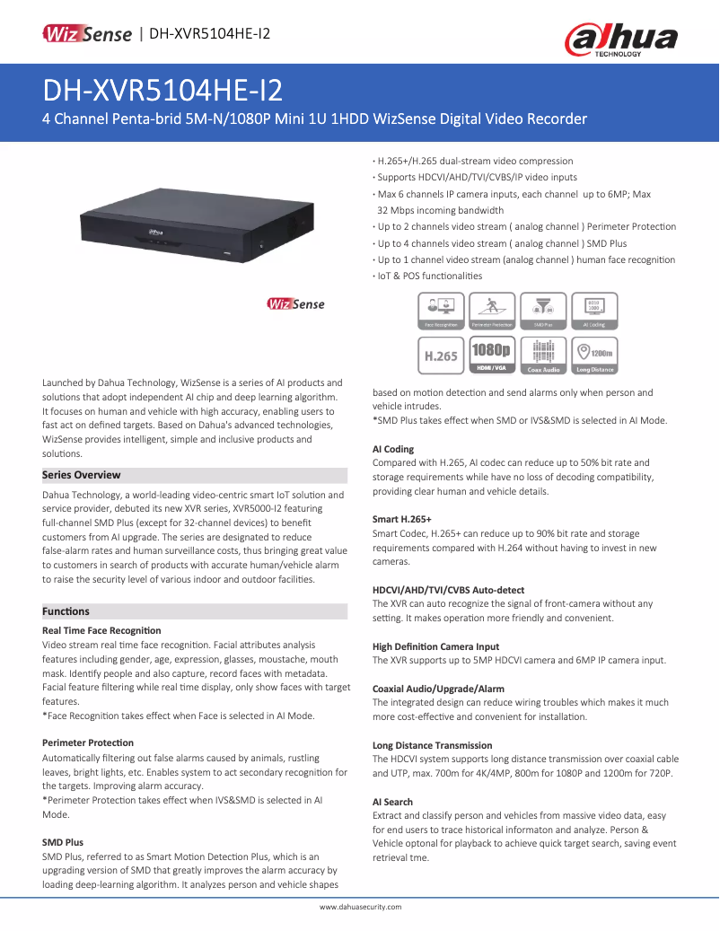First page image of the manual for XVR5104HE-I2